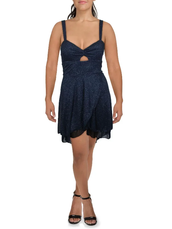 Anniversary Sale denim dressJuniors Womens Mesh Glitter Cocktail and Party Dress