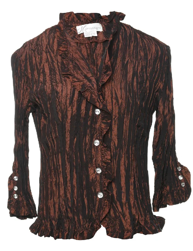 Quick Sale slim fit jacketDark Brown Metallic Crinkled Evening Jacket - S