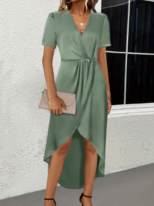 Today’s Deal casual shift dressSurplice Short Sleeve Midi Dress