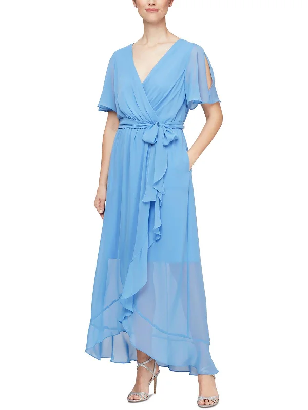 Inventory Reduction casual midi dressWomens Belted Long Wrap Dress