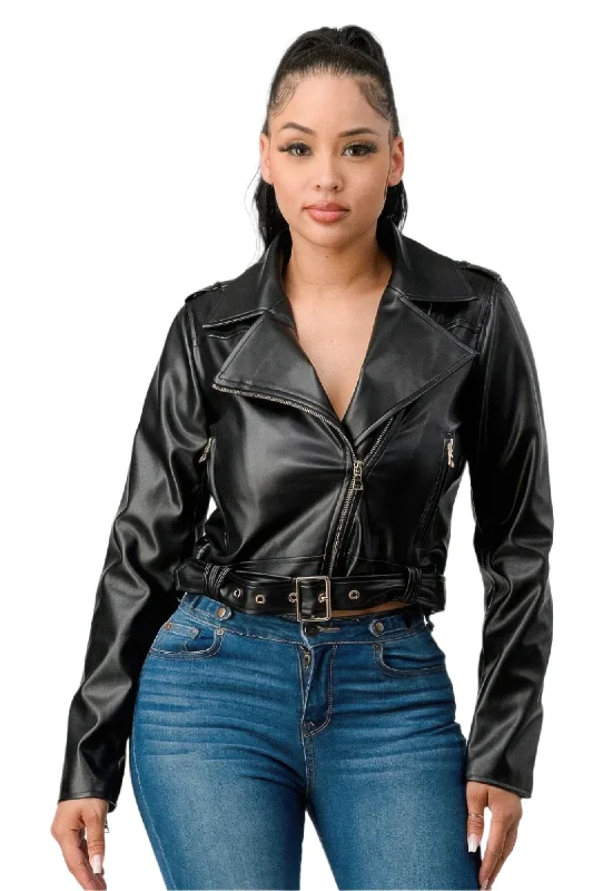 Overstock Sale sleek windbreaker jacketWomen's Pu Leather Jacket