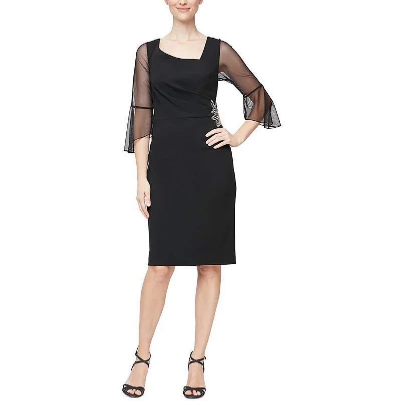 Deal Alert wrap dressAlex Evenings Womens   Embellished Above Knee Sheath Dress