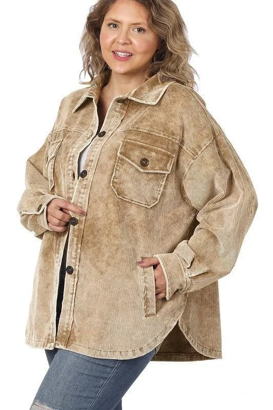 Instant Savings athletic windbreakerPlus Premium Vintage Oversized Corduroy Shacket