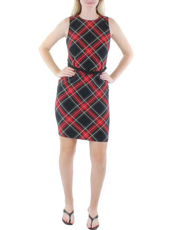 Price Smash chic slip dressWomens Crepe Tartan Sheath Dress