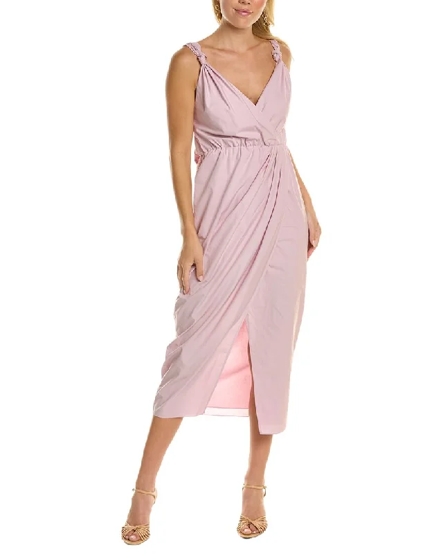 Overstock high-waisted dressRebecca Taylor Poplin Whisper Midi Dress