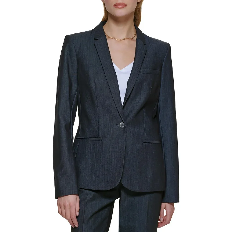 Today Only fashionable windbreakerWomens Solid Polyester One-Button Blazer