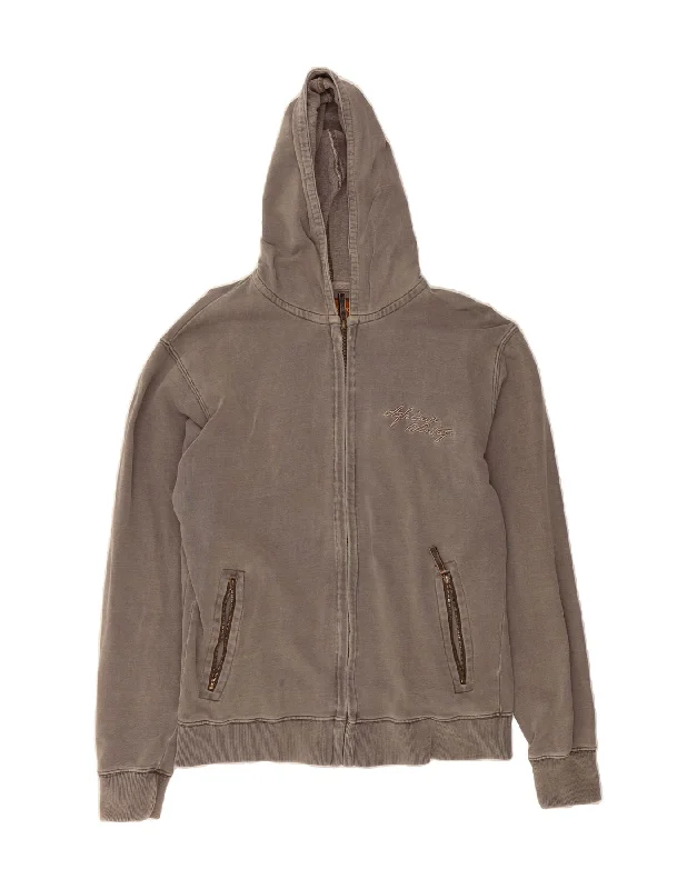 Savings Alert VINTAGE Mens Zip Hoodie Sweater Medium Grey Cotton