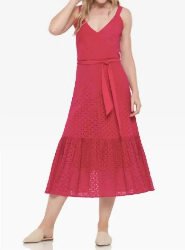 Act Fast satin dressCotillard Eyelet Dress In Berry