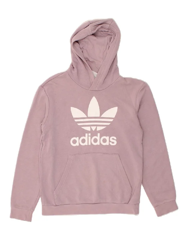 Super Sale ADIDAS Girls Graphic Hoodie Jumper 11-12 Years Purple Cotton