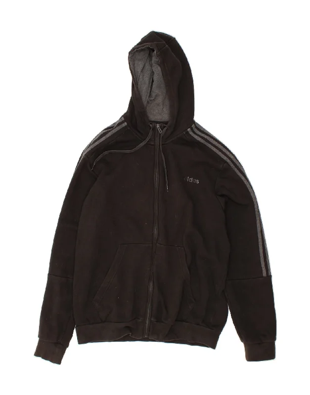 Incredible Offers ADIDAS Mens Zip Hoodie Sweater XL Black Cotton