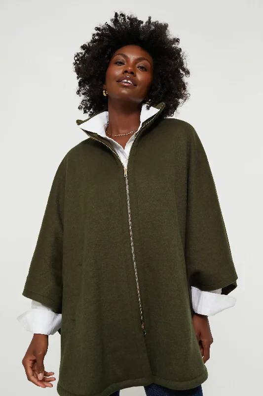 Deal Explosion trendy casual jacketOlive Full Zip Huntington Poncho