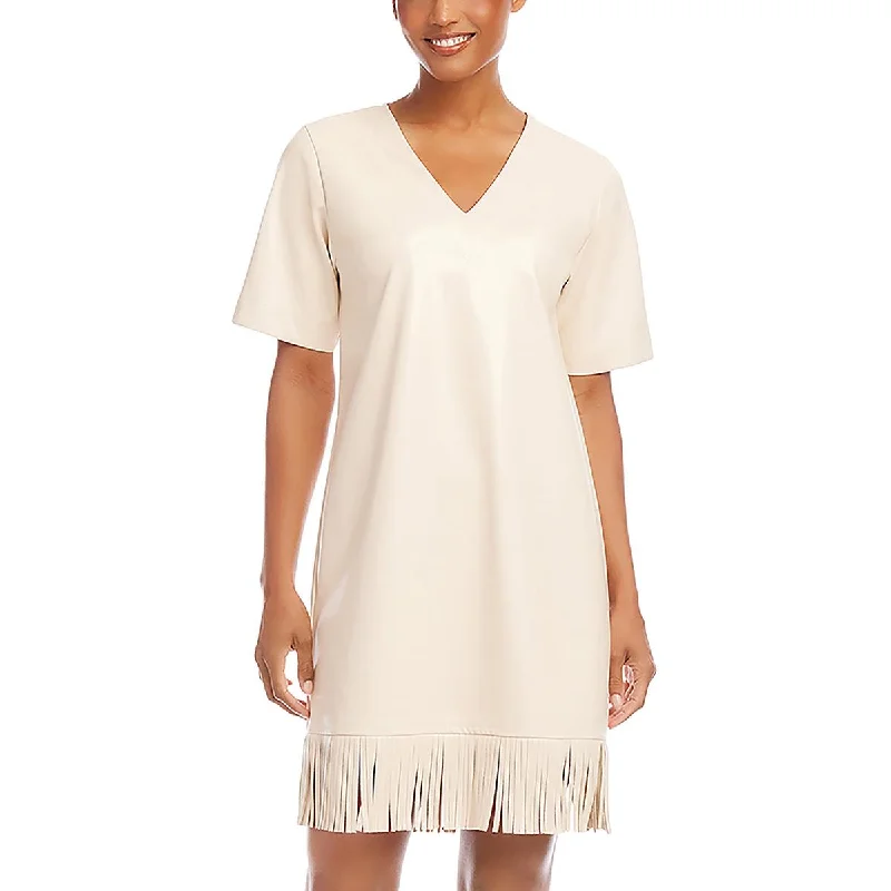 Great Deals fitted cocktail dressKaren Kane Womens Fringe Faux Leather Mini Dress