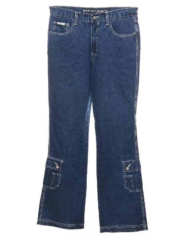 Great Deals cozy winter jacketMedium Wash Flared Y2K Cargo Jeans - W32 L31