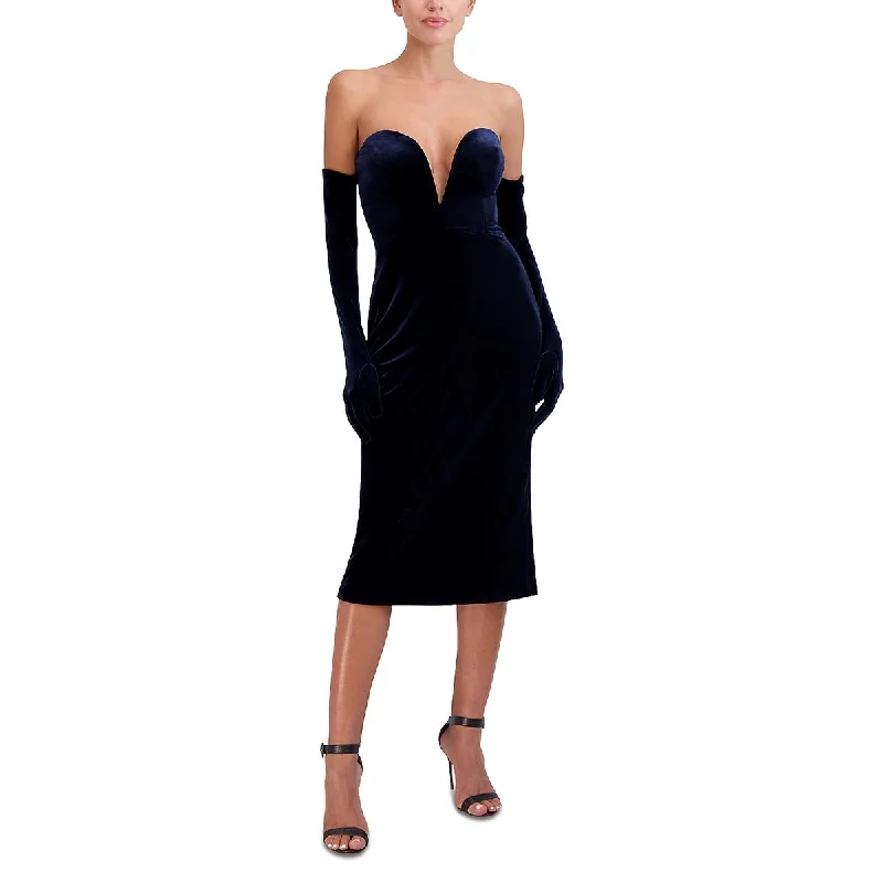Special Offer floral wrap dressBCBGMAXAZRIA Womens Velvet Gloves Midi Dress
