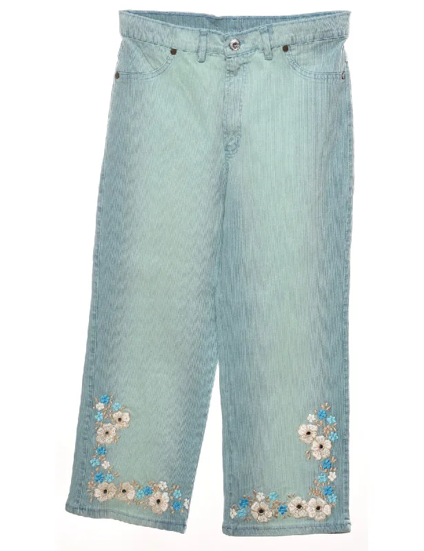 Hurry In fashion-forward jacketLight Wash 1990s Floral Embroidered Jeans - W30 L24
