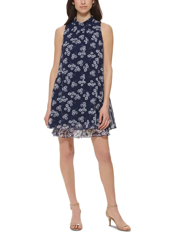 Deal of the Week lace-up dressPetites Womens Mock-Neck Short Midi Dress