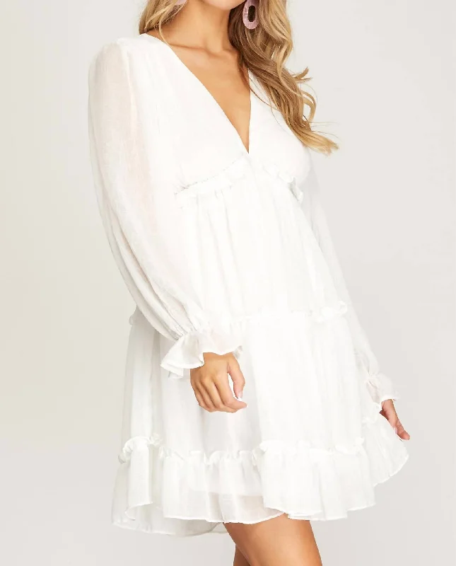 Price Drop long-sleeve floral dressLong Sleeve Mini Dress In Cream