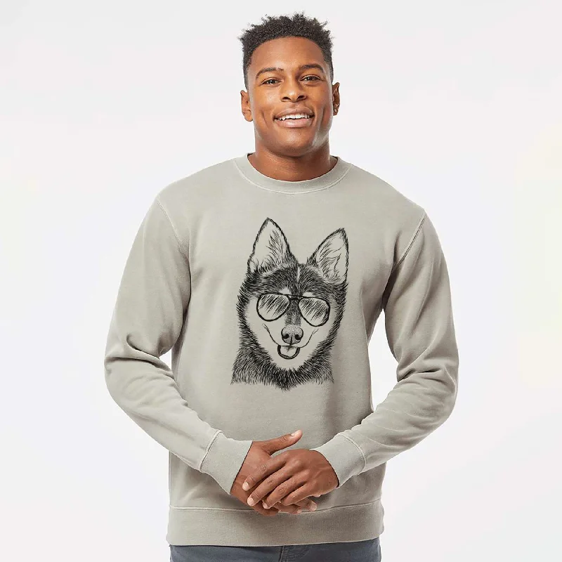 Special Discount stylish athletic hoodieAviator Posey the Alaskan Klee Kai - Unisex Pigment Dyed Crew Sweatshirt