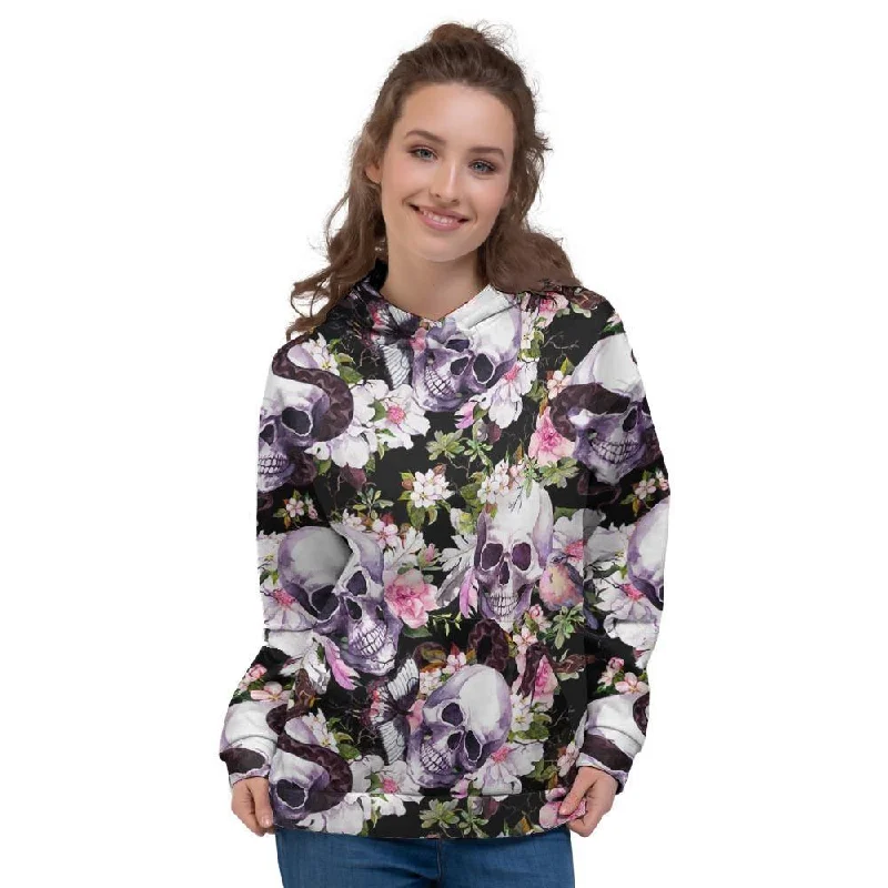 Online Exclusive Flower Skull Women's Hoodie