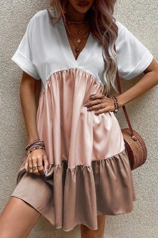 Final Markdown floral midi dressColor Block V-Neck Short Sleeve Mini Dress