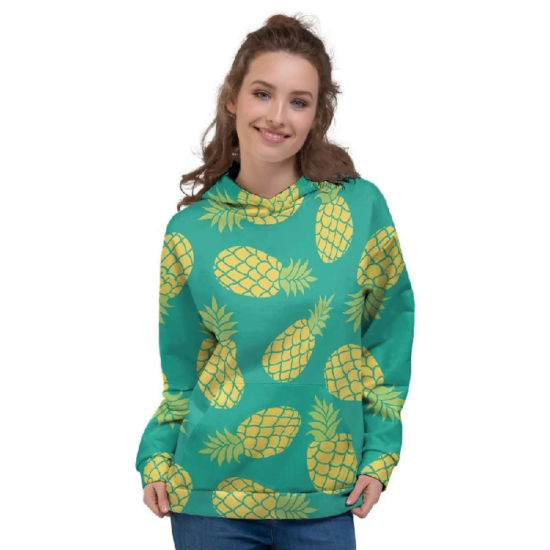 Bonus Savings Green Pineapple Print Women's Hoodie