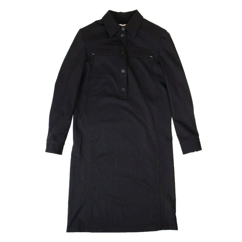 Special Price flowy maxi dressNavy Blue Wool Chemisier Dress