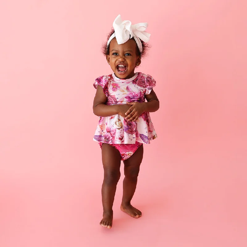 Price Smash floral wrap dressPosh Peanut Amira Ruffled Bloomer Set