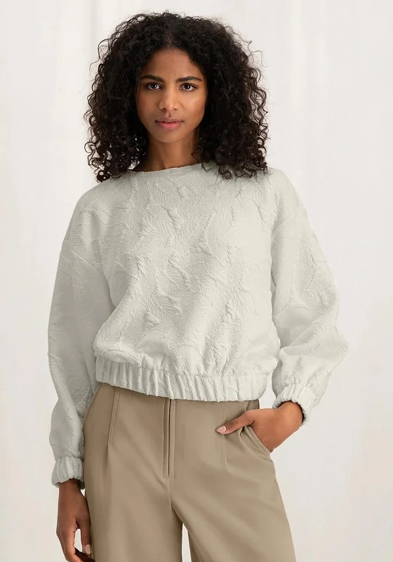 Best Deals warm hooded sweatshirtYaya Embossed Leaf Print Sweater, Ivory White
