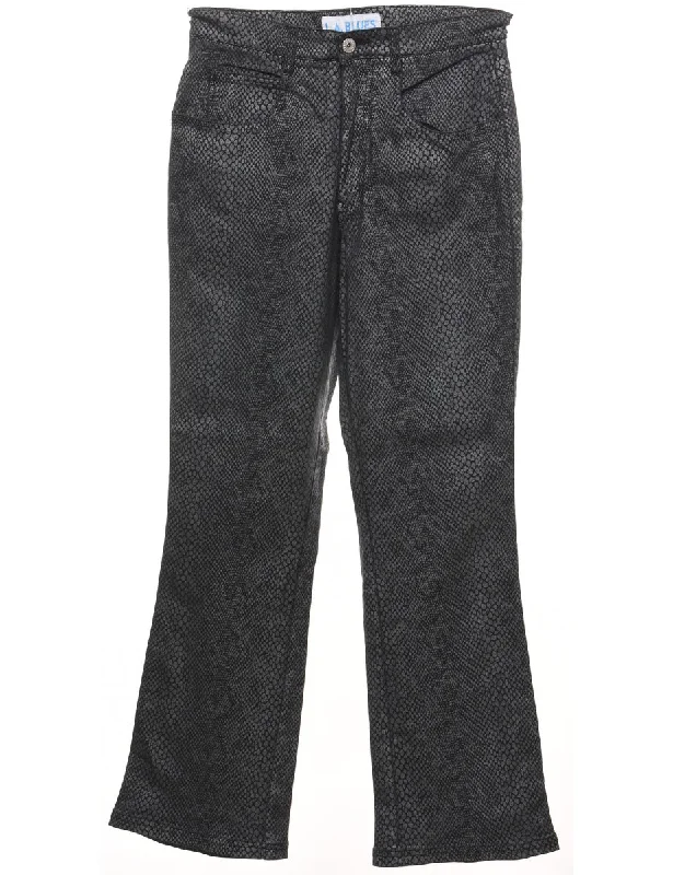 Instant Discount trendy casual jacketBlack Flared Snakeskin Jeans - W28 L30