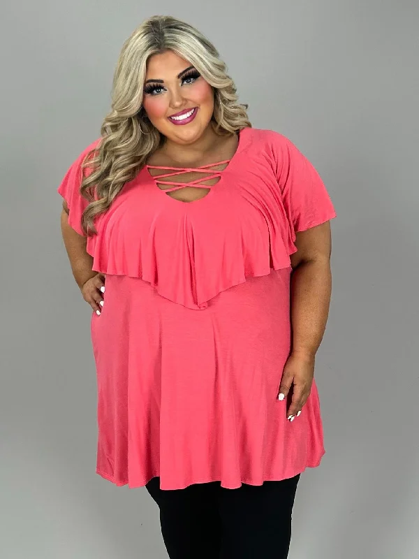 Midnight Madness denim dress50 SSS {Treasured Jewel} Coral Criss-Cross Ruffle Tunic EXTENDED PLUS SIZE 4X 5X 6X Midnight Madness denim dress50 SSS {Treasured Jewel} Coral Criss-Cross Ruffle Tunic EXTENDED PLUS SIZE 4X 5X 6X