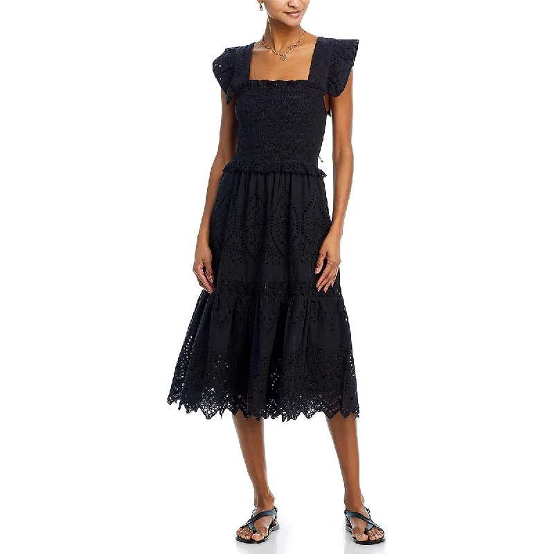 Incredible Offers printed dressBell by Alicia Bell Womens Eyelet Casual Midi Dress