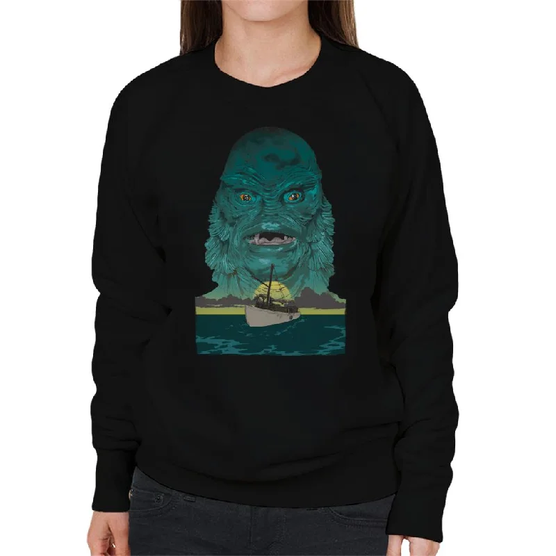 Discount Mania performance gym sweatshirtThe Creature From The Black Lagoon Demon Head Boat Women's Sweatshirt