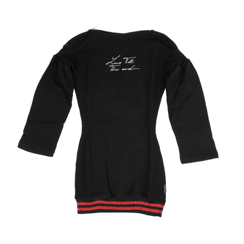 New Arrival casual shift dressBlack "Love Till the End" Boat Neck Dress