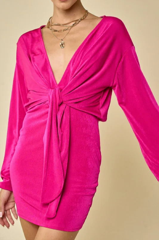 Hot Deal boho-chic dressWrap Mini Dress In Magenta