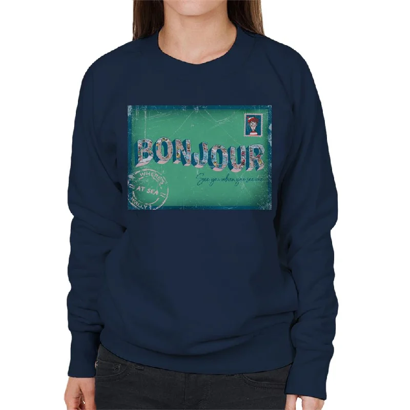 Price Rollback athletic style hoodieWhere's Wally At Sea Illustration Bonjour Women's Sweatshirt