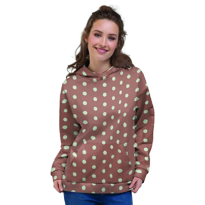 Fantastic Offers Brown And White Polka Dot Women's Hoodie