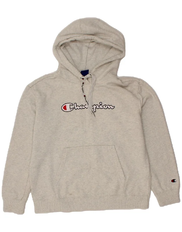 Stock Clearance CHAMPION Mens Graphic Hoodie Jumper Medium Grey Cotton