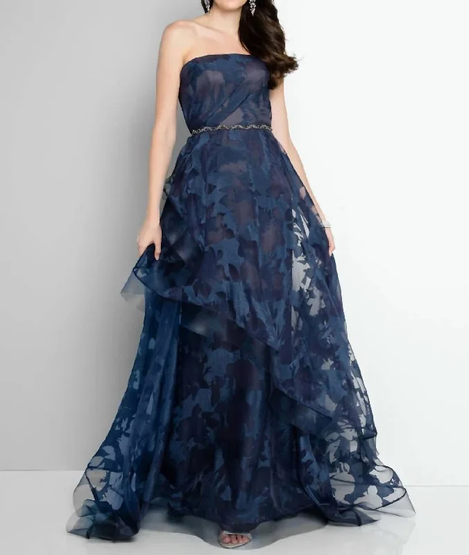 Markdowns sleek midi dressStrapless Prom Dress In Navy