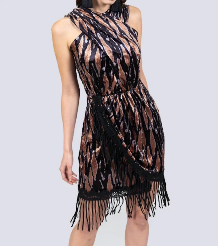 Members Only evening dressVelvet Draped Dress In Black