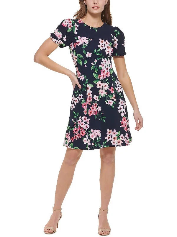 Mega Deal satin dressPlus Womens Floral Print Knee Length Fit & Flare Dress