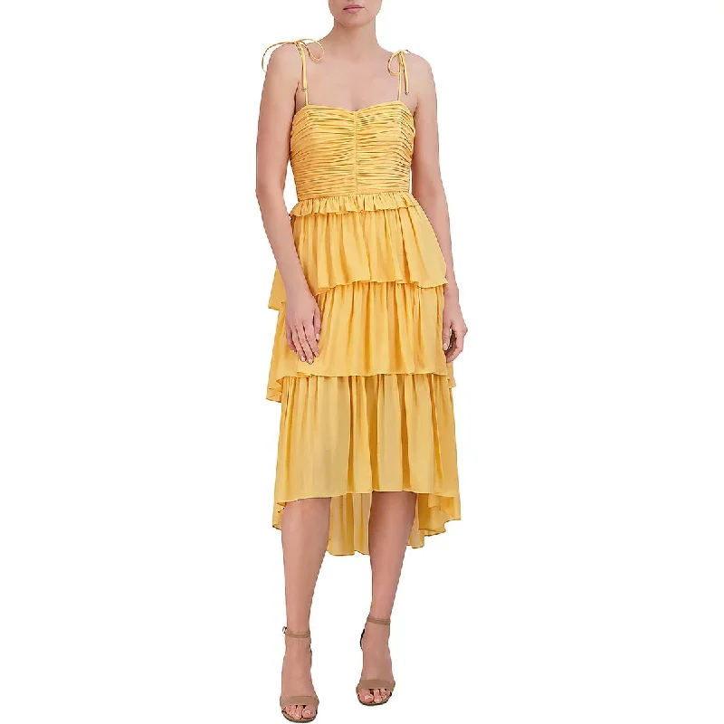 Shop and Save party dressBCBGMAXAZRIA Womens Hi-Low Tiered Midi Dress