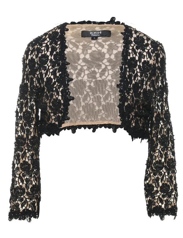 Exclusive Preview classic denim jacketLace Beaded Sequined Evening Jacket - S