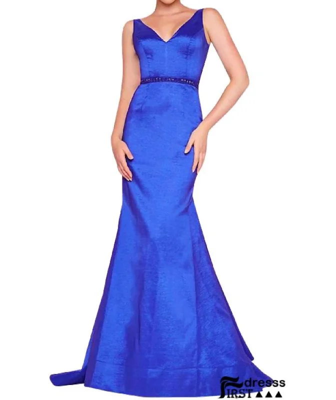 Seasonal Sale long sleeve dressOpen Back Mermaid Gown In Royal