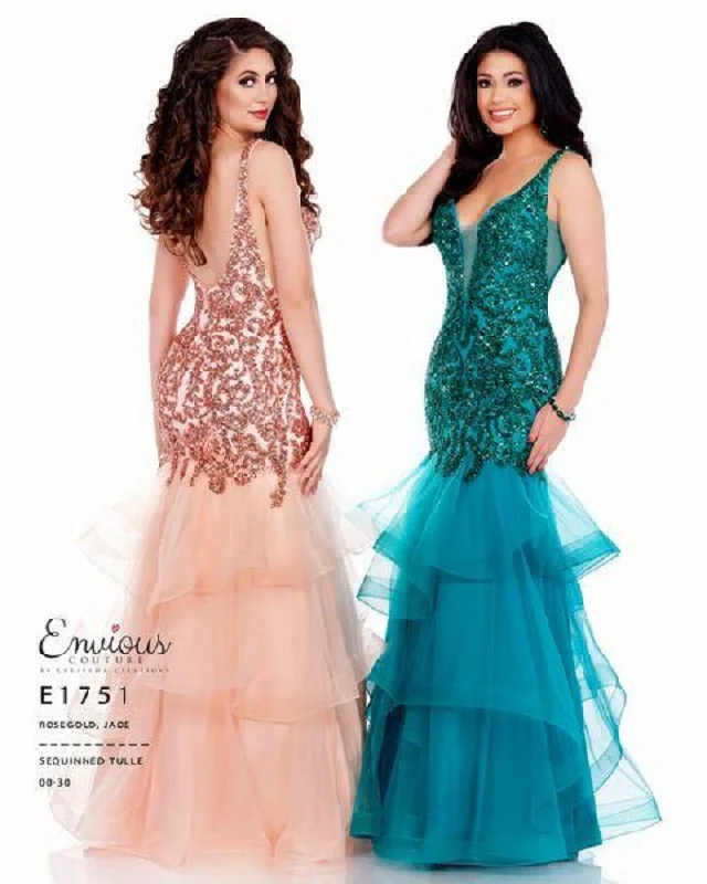 New Deals evening dressEnvious Couture E1751 Size 4 Mermaid Prom Dress Embellished V Neckline Ruffle Tulle Skirt 1751 New Deals evening dressEnvious Couture E1751 Size 4 Mermaid Prom Dress Embellished V Neckline Ruffle Tulle Skirt 1751