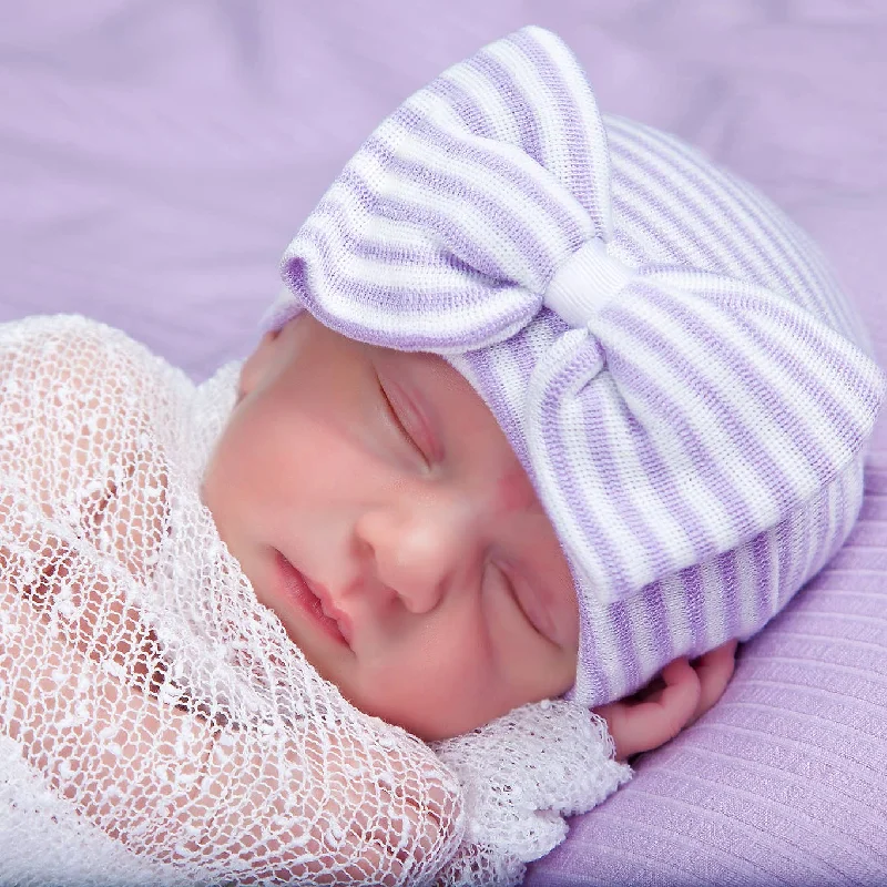 Bonus Savings trendy dressStella Purple and White Striped Hat Newborn Girls