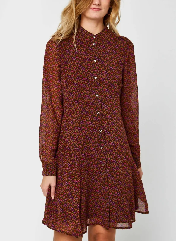 Final Clearance chic wrap dressDrapey Print Dress In Brown