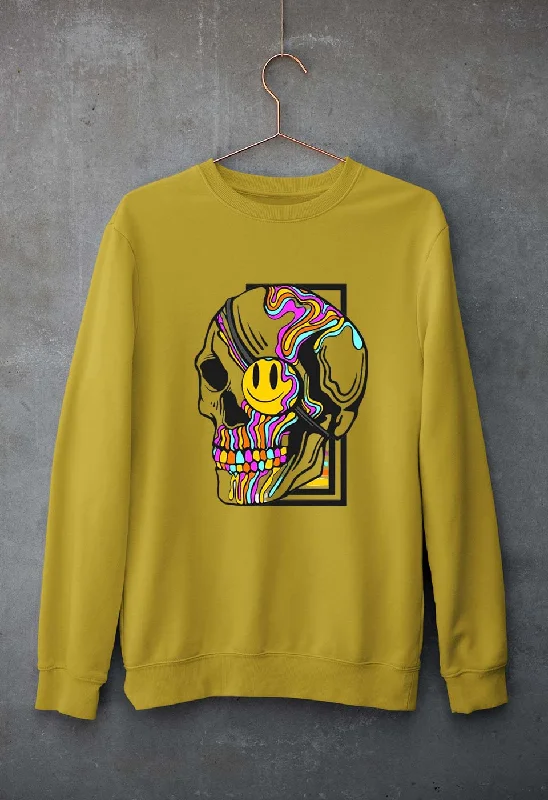 Steals and Deals modern athletic hoodieTrippy Psychedelic Skull Emoji Unisex Sweatshirt for Men/Women