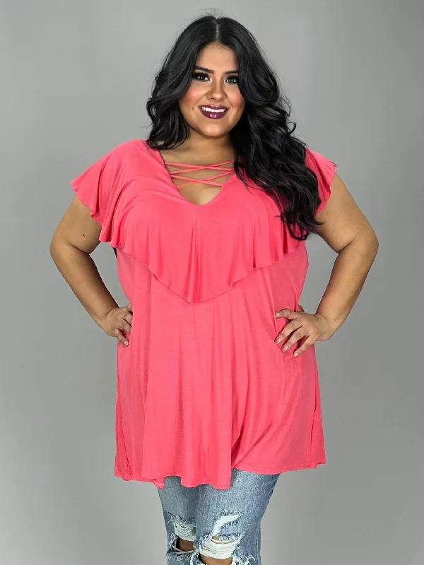 Customer Appreciation Sale summer dress81 SSS-N {All So Simple} Coral Caged Neck Tunic PLUS SIZE XL 2X 3X Customer Appreciation Sale summer dress81 SSS-N {All So Simple} Coral Caged Neck Tunic PLUS SIZE XL 2X 3X