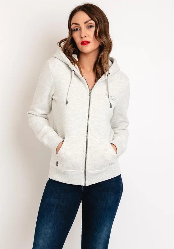 Major Savings cool hoodieSuperdry Womens Essential Logo Zip Hoodie Jacket, Glacier Grey Marl