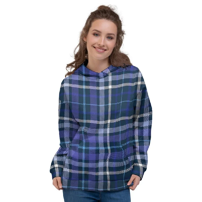 Best Bargains Blue Plaid Tartan Women's Hoodie